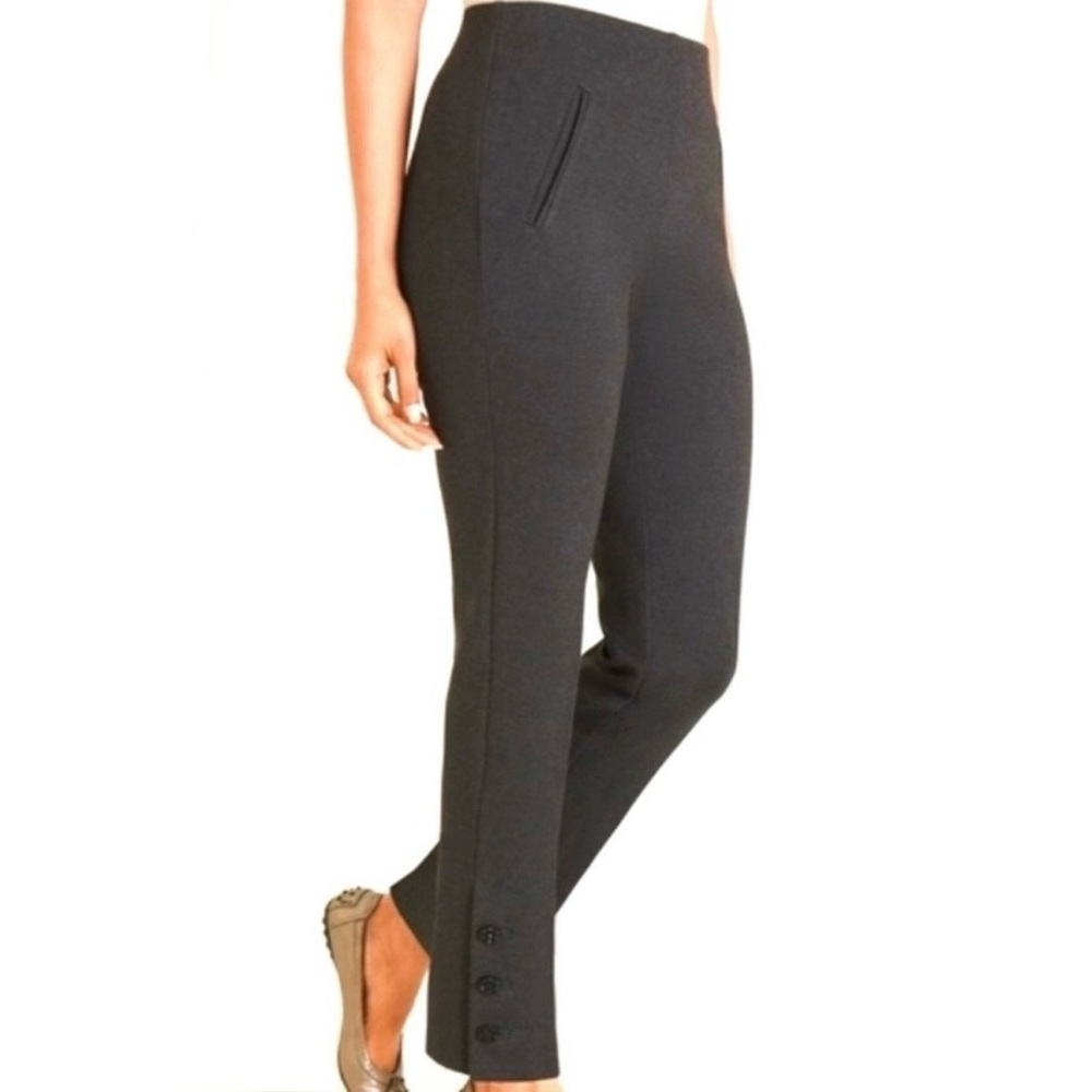 Chico's Women's Juliet Ankle Pants US Size 16 Gray Slime Leg Flower Hem NWT $89